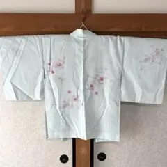 Ay138　羽織　和装　和服　着物　水色　花柄
