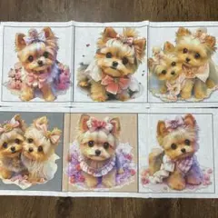 生地　パネル6枚♡可愛いワンちゃん♡リボン　ヨーキー　17