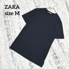 【ザラ】Tシャツ 黒 M シンプル オーバーサイズ カジュアル コットン 半袖
