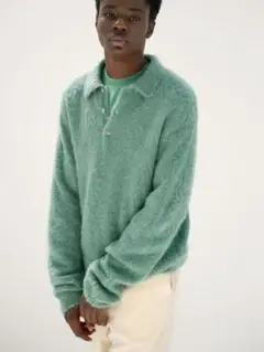 オーラリー Brushed Super Kid Mohair Knit Polo