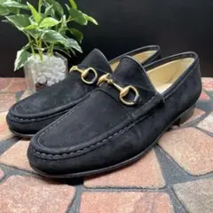 GUCCI グッチ【23.0】ビットローファー ブラック スエード ゴールド金具