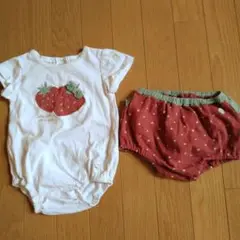 ベビー服80 いちご柄セットアップ