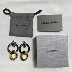 BALENCIAGA バレンシアガ トリプルフープピアス ダブルチェーン 美品