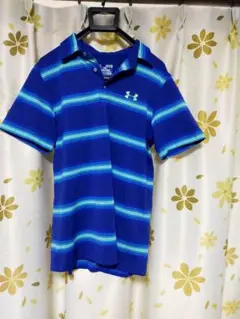Under Armour ポロシャツ S 青 ストライプ