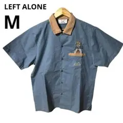 Left Alone レフトアローン 刺繍 半袖シャツ グレー ワークシャツ M