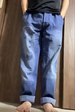 60's パッチワークパンツ　ペインターパンツ　コットンツイル　ブルー