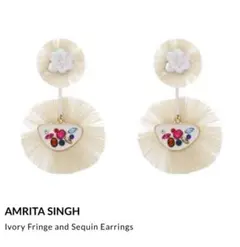 【値下げ!】 AMRITA アイボリー フリンジ ピアス