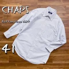 【美品】CHAPSチャップス コットンオックスフォード ストライプ柄BDシャツL