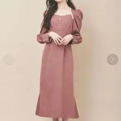 配色パイピングワンピース　ピンク