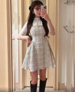 GRL ラメツイードキャミミニワンピース