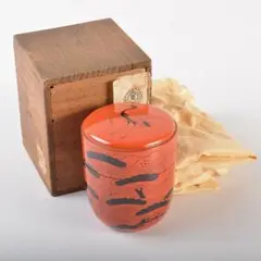茶道具　塗師　中村宗哲作　朱塗　鶴松文　中棗　時代箱付　V　6508 Amazon.co.jp: 茶道具 塗師 中村宗哲作 松葉蒔絵 中棗 袱紗付 共