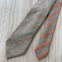 【美品】HERNO 現行 ネクタイ グレージュ シルク リネン ドット ヘルノ