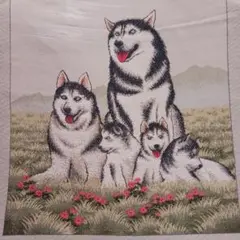 ハスキー犬 刺繍用布地　1994 カレンダー