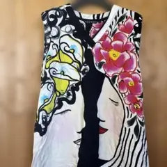 YODYOKO 花柄ノースリーブチュニック　ワンピース　Lサイズ
