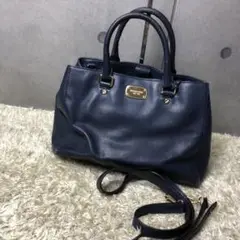 マイケルコース 2way ハンドバッグ ショルダー レザー ネイビー 紺色