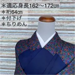 AK-169 付下げ 華やか ちりめん 正絹 広衿 袷 紋無し