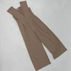 another S オールインワン サロペット ベージュ ワイドパンツ オシャレ