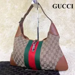 【美品】 グッチ ジャッキー ワンショルダーバッグ GG シェリーライン レザー