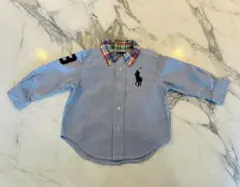 【美品】Ralph Lauren チェック襟オックスフォードシャツ　12m/80