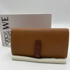 【現行品】LOEWE バーティカル 長財布 ロングウォレット ブラウン 箱付き