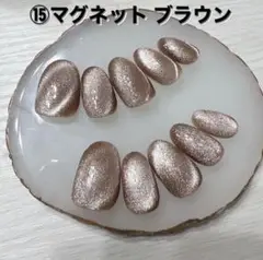 ⑮ネイルチップ ハンドメイド マグネット ブラウン