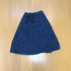 ネイビー ドット柄 フレアスカート
