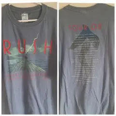 2008年RUSHツアーヴィンテージバンドTシャツ　ブルーグレーフェード　M&O
