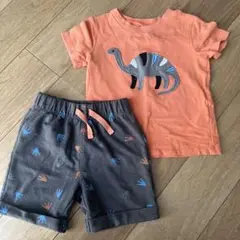 Pekkle 恐竜プリント 12M Tシャツ・ショートパンツセット