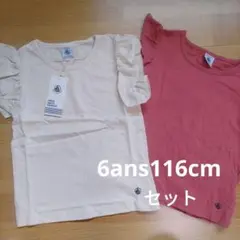 袖フリルTシャツ 2枚セット 6ans 116cm
