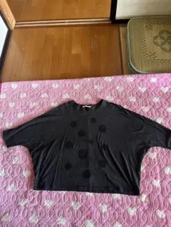 ブルーウィロー ドット柄 五分袖Tシャツ