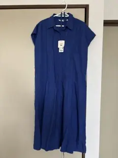 UNIQLO リネンブレンドシャツワンピースXL ブルー