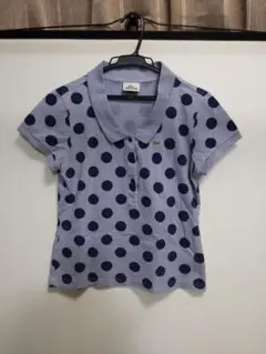 LACOSTE ラコステ 半袖ポロシャツ 刺繍ロゴ 水玉 ドット 青