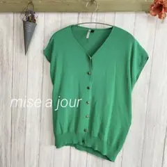 【mise a jour 】トップス ノースリーブ ニット 薄生地 Vネック