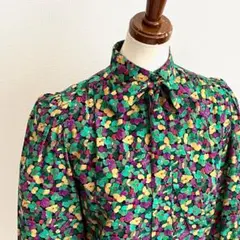 Christian Dior/flower ribbon blouse/VTG