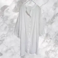 chocol raffine robe【F】ホワイト 五分袖シャツ　透け感あり
