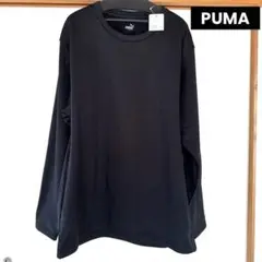 PUMA 裏起毛 ロンT LL ブラック 袖プリント