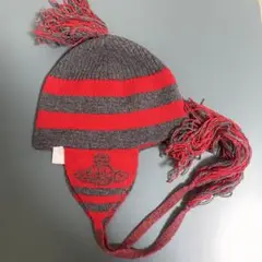 【タグ付き正規新品】赤✖︎グレー ヴィヴィアン 耳当てニット帽 Vivienne