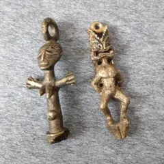 アンティーク　美術品調金属彫刻　ペンダントトップ 2点セット