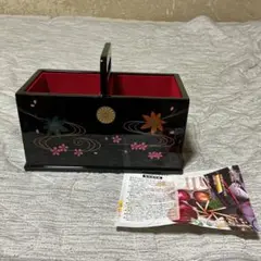 黒漆塗り小物入れ 花柄　リモコンラック