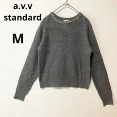 a.v.v standard アーヴェヴェ M ビジュー付き ニット グレー