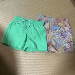 水着　男の子　緑色 サーフパンツ ベージュ2枚