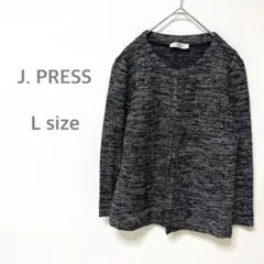 美品　ジェイプレス　薄手ガーディガン　ノーカラージャケット　黒　ブラック　L