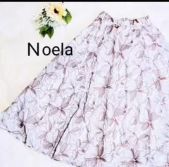 【美品　Noela　ノエラ】 刺繍 フラワー ロングスカート　フェミニン ピンク