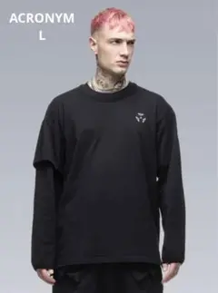 ACRONYM アクロニウム黒カットソープリント変形ロングスリーブTshirt