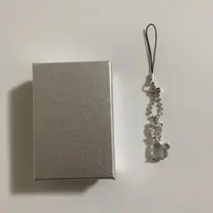 猫のクリスタルストラップ シルバー　　未使用