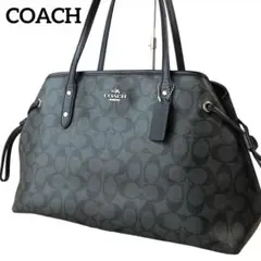 【美品】COACH トートバッグ pvc レザー シグネチャー チャーム 黒