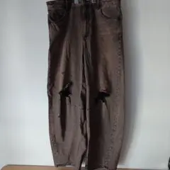 バレルレッグジーンズ(丈標準71.0～75.0cm) XL ダメージ加工