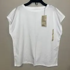 新品タグ付、無印、白、天竺編み、フレンチスリーブ