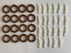 【中古・未使用品】木製リングランナー 16個＋カーテンフック 23個セット！！
