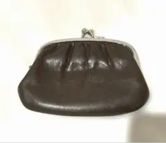 がま口 ダークブラウン 牛皮